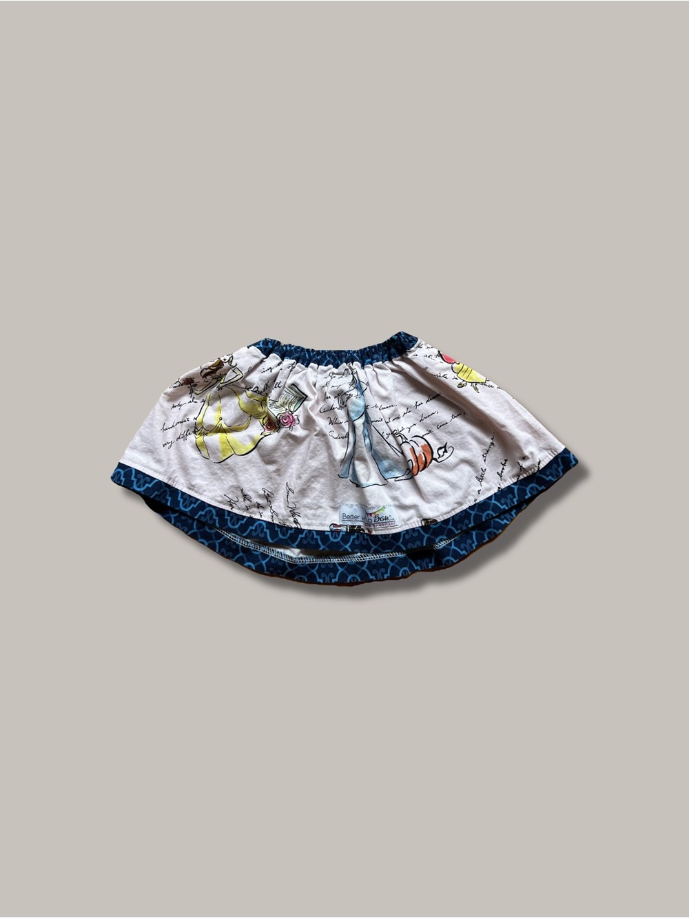Toddler White Disney Princess Skirt with Navy Trim